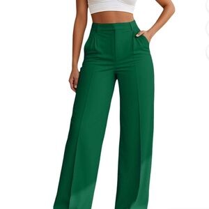Chic Emerald Wide-Leg Women's Pants